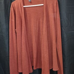 Forever 21 Open-Front Cardigan in Rust Orange